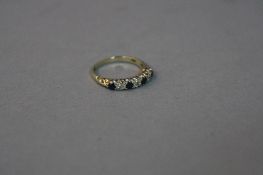A LATE 20TH CENTURY SAPPHIRE AND DIAMOND HALF ETERNITY RING, estimated total diamond weight 0.