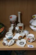 THIRTEEN PIECES OF CRESTED WARE, including Goss, Grafton china and Willow Art (13)