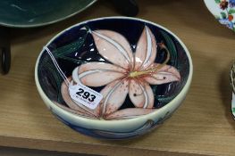 A MOORCROFT POTTERY FOOTED BOWL, 'Pink Damask' pattern, signed Philip Damask, 2004, impressed and