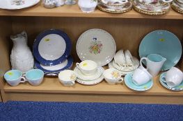 A GROUP LOT OF CERAMICS, comprising Susie Cooper and Poole teawares, Booths soup dishes and a T &