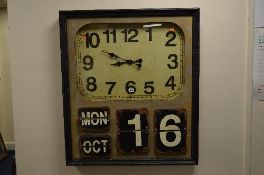 A MODERN WALL CLOCK, with date aperture, approximate size 89.5cm x 77.5cm