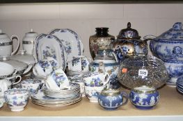 VARIOUS CERAMICS AND GLASS, to include Lawleys teawares Wedgwood dark blue jasperwares, cut glass