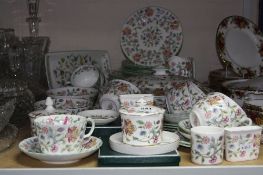 A QUANTITY OF MINTON HADDON HALL PATTERN TEA, DINNER AND ORNAMENTAL WARES, (over 50 pieces)