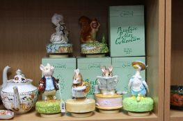 SIX SCHMID BEATRIX POTTER MUSIC BOXES, to include 'Pigling Bland', 'Appley Dapply', 'Tailor of