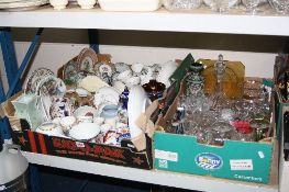 THREE BOXES OF ASSORTED CERAMICS AND GLASSWARE, including Japanese teawares, etc