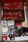 A BOX OF MIXED COSTUME JEWELLERY