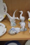 FOUR LLADRO GEESE AND DUCK FIGURES