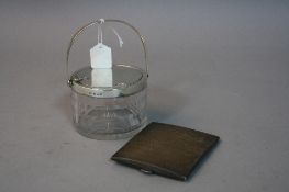 A SILVER CIGARETTE CASE, approximate weight 110.0 grams, together with a silver lidded and handled