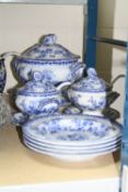 WEDGWOOD 'FLORAL' SOUP TUREEN, LADLE AND STAND, two sauce tureens, ladles and stands and four soup