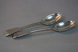 A PAIR OF SILVER SERVING SPOONS, London 1854, approximate weight 96.00 grams