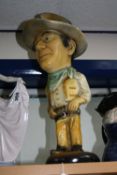 A 1940'S CHALK FIGURE OF JOHN WAYNE, height approximately 45cm (some flaking)