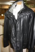 AN ASHWOOD LUXURY GENTS BLACK LEATHER JACKET, size 3XL (with label)