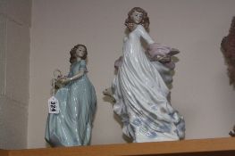 TWO LLADRO FIGURES, 'Spring Enchantment' No.6130 and 'Spring Splendor' No.5898, (some flowers