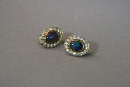 A PAIR OF 10CT OPAL CLIP EARRINGS, approximate weight 5.6 grams