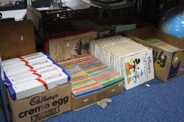 SIX BOXES AND LOOSE BOOKS, to include Ladybird, childrens annuals etc