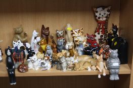 VARIOUS CAT ORNAMENTS, to include Royal Doulton character kitten on hind legs, HN2582, two seated