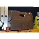 A METAL TOOL CHEST, and a vintage wooden crate (2)