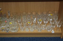A GROUP OF CUT GLASS, to include glasses, salts etc