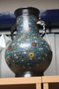 A CHINESE CLOISONNE VASE, 19th Century, of pear shape