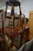 AN ITALIAN STYLE WINE TABLE, stool, nest of two tables and two swing mirrors (5)