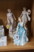 THREE VARIOUS FIGURINES, to include Royal Doulton 'Yvonne' HN3038 and two Wedgwood from The