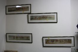 AFTER HARRINGTON BIRD, A SET OF FOUR HUNTING PRINTS, hand coloured, engraved by Eugene Tily, 8.5cm x