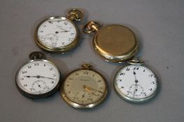 FIVE MIXED POCKET WATCHES