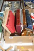 SIX BOUND BOOKS ON FISHING, from fishing classic library, plus two wooden reels (8)