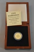 BARBADOS GOLD PROOF $10 COIN, Queen Elizabeth The Queen Mother Lady of The Century 1995, boxed