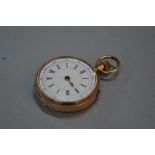 A 9CT GOLD OPEN FACED POCKET WATCH, approximate weight 116 grams (s.d.)