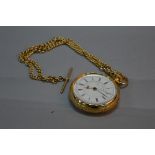 AN 18CT GOLD CHRONOGRAPH POCKET WATCH, Chester 1901, makers mark BB, flower design around the