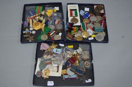 THREE TRAYS OF MEDALS RANGING FROM WWII TO THE PRESENT DAY, to include WWII Defence & War medals