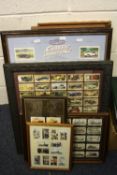 TEN FRAMED CIGARETTE CARD COLLECTION, including Castella ' Classic British Sports Cars', Wills '