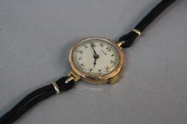 AN EARLY 20TH CENTURY 9CT GOLD EROS LADIES WRISTWATCH, mechanical hand wound 15 jewelled movement,
