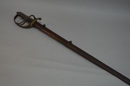 BRITISH OFFICERS WWI ERA SWORD AND SCABBARD, metal, by Fenton Brothers Ltd of Sheffield, 'Sword