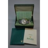 A ROLEX OYSTER PERPETUAL DATE JUST GENTS STAINLESS STEEL WRISTWATCH, with date aperture model No.