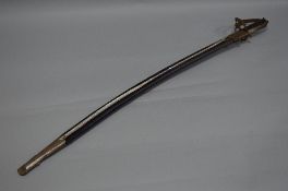 A MIDDLE EAST/ASIAN TOURIST TRADE CURVED SWORD AND SCABBARD, low quality, no makers marks
