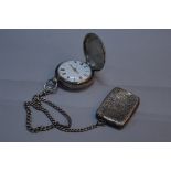 A SILVER VERGE FULL HUNTER POCKET WATCH, 1821 London (William Boulton) on a silver chain and