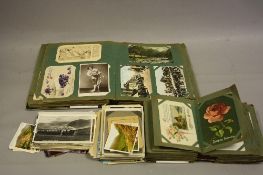 TWO POSTCARD ALBUMS, loosely inserted and a quantity of loose cards, to include early to mid 20th