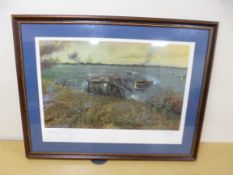 A FRAMED GLAZED TERENCE CUNEO PRINT, 'Operation Plunder', signed in pencil by the artist lower right