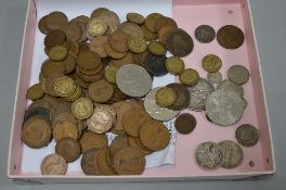 A BOX LID OF UK COINAGE, to include a small amount of silver