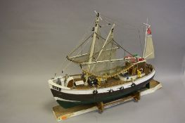 A SCRATCH OR KIT BUILT WOODEN DISPLAY MODEL OF A FISHING TRAWLER, 'The Sea Hawk' (Grimsby), length
