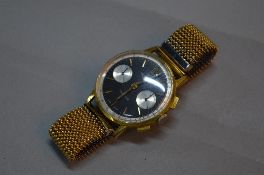 A BREITLING GENTS GOLD PLATED TOP TIME CHRONOGRAPH WRISTWATCH, Valjoux 7730 movement (please note