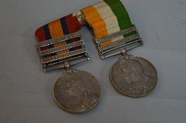 A QUEENS SOUTH AFRICA AND KINGS SOUTH AFRICA PAIR OF MEDALS, on hanging bar, QSA bars, Transvaal,