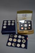 A COIN CASE CONTAINING 19 SILVER PROOF COINS, together with a 2002 Executive UK proof set