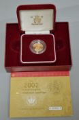 A GOLD PROOF 2002 HALF SOVEREIGN, in box of issue with COA