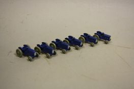 SIX UNBOXED HORNBY DUBLO MASSEY-HARRIS TRACTORS, No.069, lightly playworn condition and all