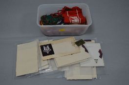 A PLASTIC BOX CONTAINING A NUMBER OF MILITARY RELATED CHRISTMAS CARDS/GREETINGS, etc, together