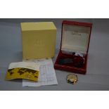 AN OMEGA 9CT GOLD AUTOMATIC AUTO DATE GENTS WRISTWATCH, reference BL1625430 40552804 3438504,