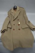 A MODERN ARMY STYLE SAND COLOURED CROMBIE OVERCOAT, by Crombie of Aberdeen, Scotland (good